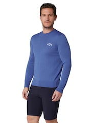 Callaway Apparel Blue Crew Neck Merino Mix Sweater - Image 3 of 6