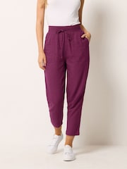 M&Co Purple Petite Linen Blend Cropped Trousers - Image 1 of 5