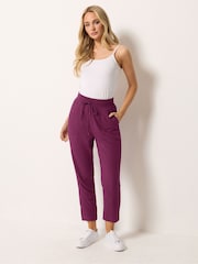 M&Co Purple Petite Linen Blend Cropped Trousers - Image 2 of 5