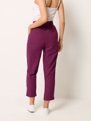 M&Co Purple Petite Linen Blend Cropped Trousers - Image 3 of 5