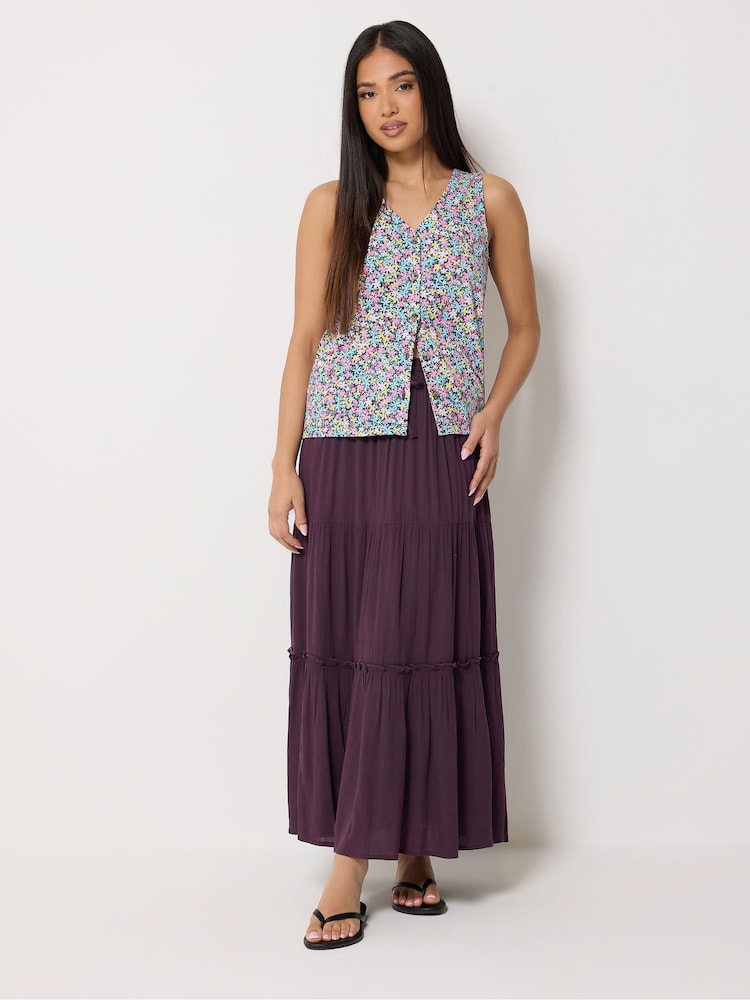 M&Co Purple Petite Crinkle Maxi Skirt - Image 1 of 5