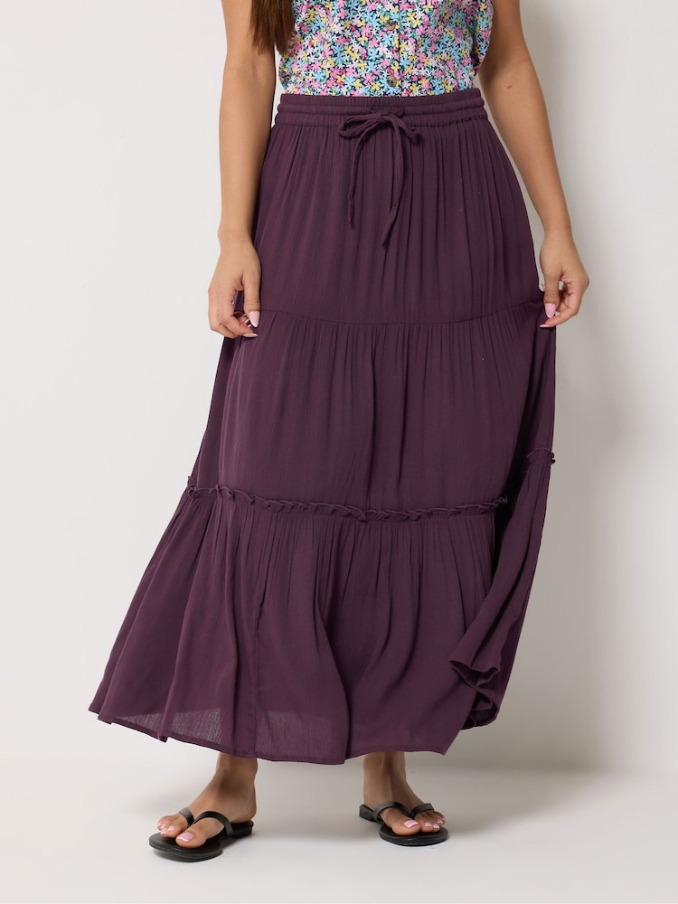 M&Co Purple Petite Crinkle Maxi Skirt - Image 2 of 5