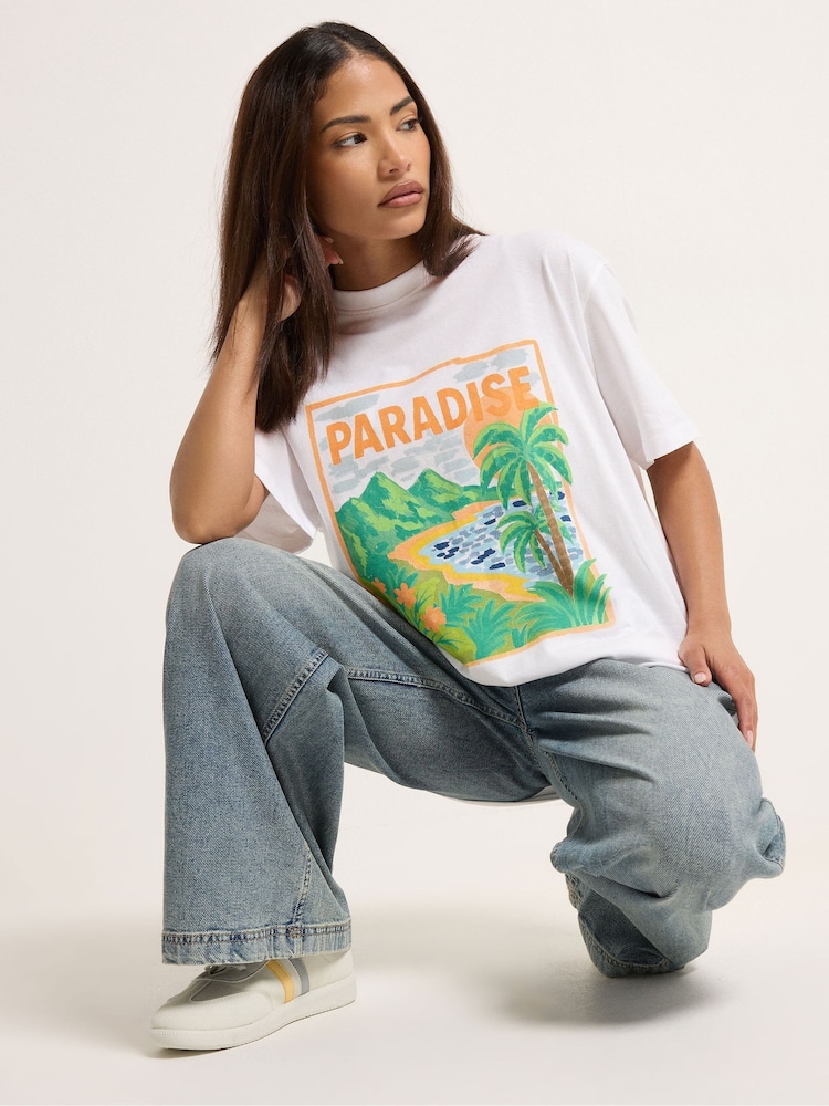 PixieGirl Petite Paradise Slogan T-Shirt - תמונה 1 מתוך 5