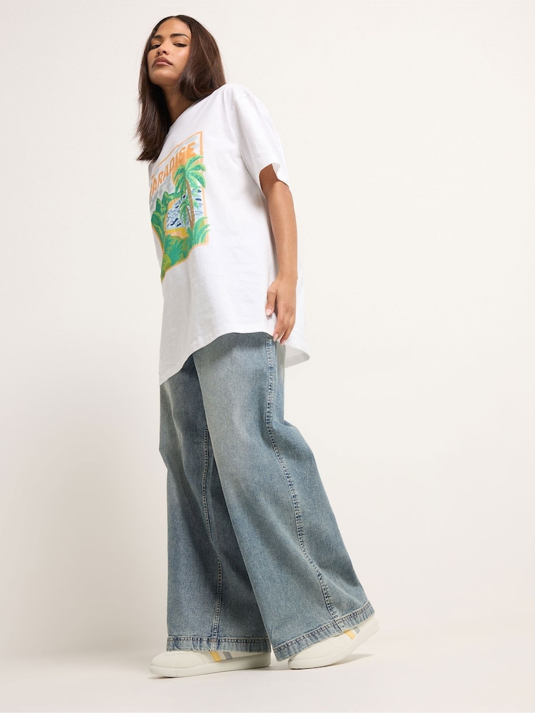 PixieGirl Petite Paradise Slogan T-Shirt - תמונה 2 מתוך 5