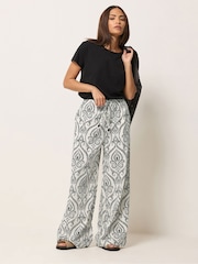 PixieGirl Petite Cream Tile Print Wide Leg Trousers - Image 1 of 5