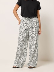 PixieGirl Petite Cream Tile Print Wide Leg Trousers - Image 2 of 5