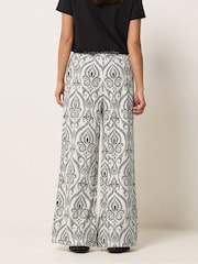 PixieGirl Petite Cream Tile Print Wide Leg Trousers - Image 3 of 5