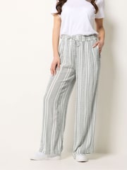M&Co White Petite Stripe Wide Leg Trousers - Image 1 of 5