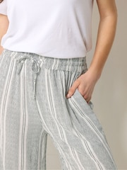 M&Co White Petite Stripe Wide Leg Trousers - Image 4 of 5
