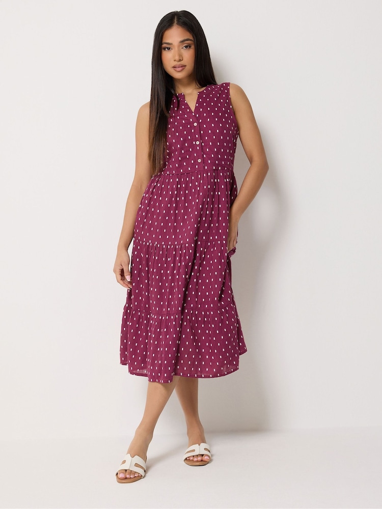 M&Co Petite Sleeveless Dobby Dress - Image 1 of 5
