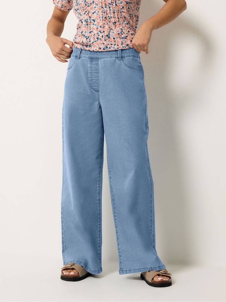 M&Co Midwash Blue Petite Wide Leg Jeggings - Image 1 of 5