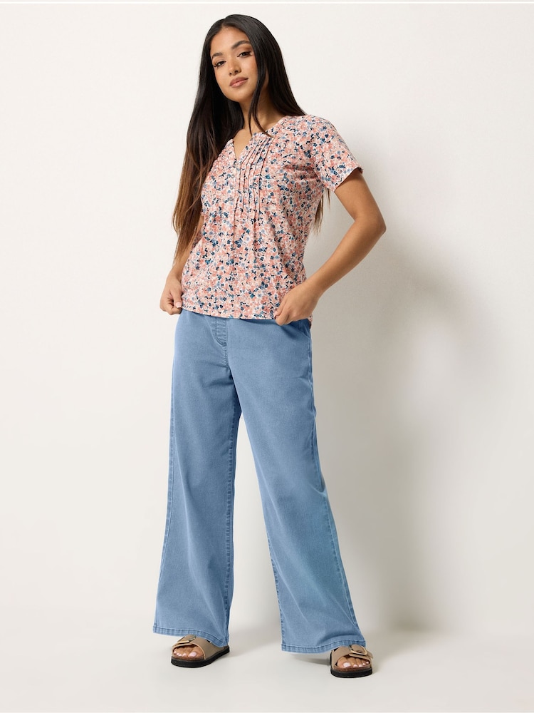 M&Co Midwash Blue Petite Wide Leg Jeggings - Image 2 of 5