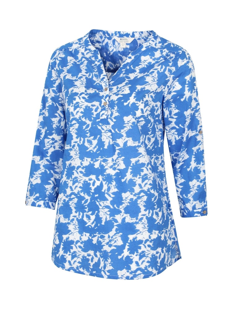 Mountain Warehouse Blue Womens Petra Printed 3/4 Sleeve 100% Cotton Shirt - Image 2 of 6 Mountain Warehouse Blue Womens Petra Printed 3/4 Sleeve 100% Cotton Shirt - Image 2 of 6