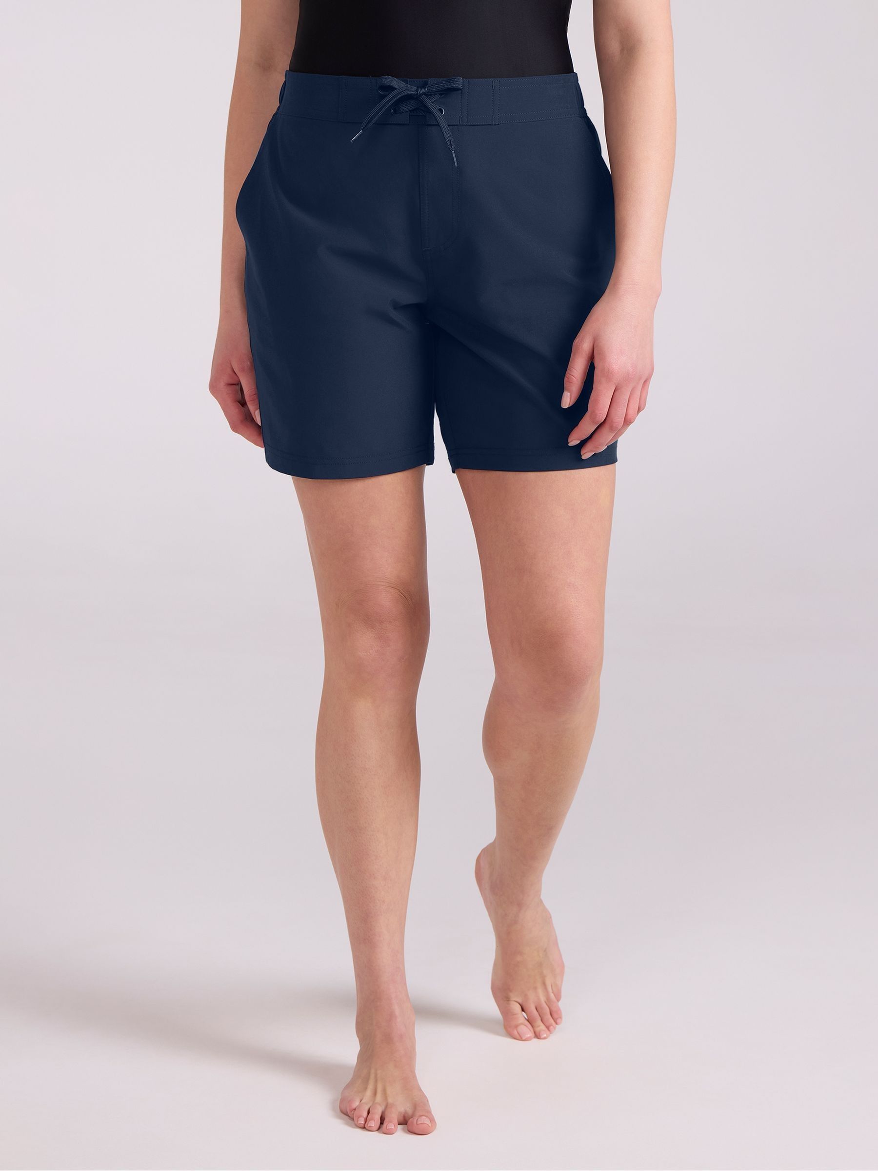 Quick Dry Womens Long Board Shorts - Dark Blue - Image 4