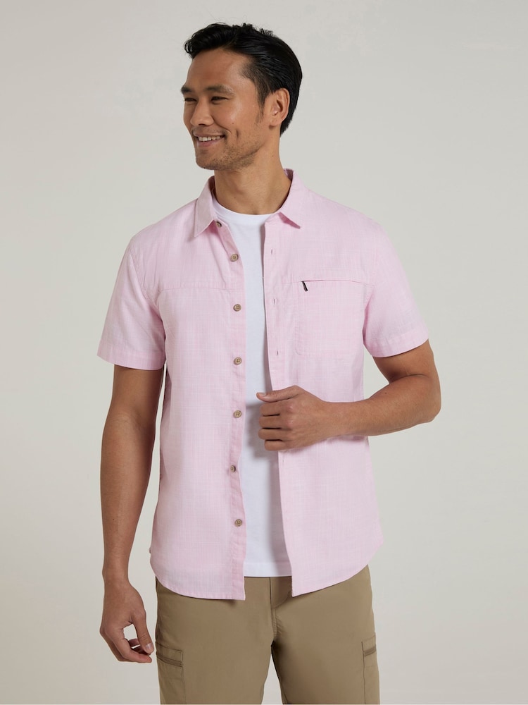 ピンク - Mountain Warehouseココナッツスラブテクスチャーコットン半袖シャツ - 画像 1 / 9