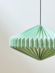 Oliver Bonas Green Vadella Gingham Paper Lamp Shade - Image 2 of 4