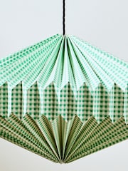 Oliver Bonas Green Vadella Gingham Paper Lamp Shade - Image 3 of 4
