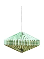 Oliver Bonas Green Vadella Gingham Paper Lamp Shade - Image 4 of 4