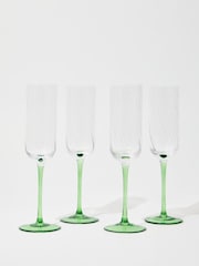 Oliver Bonas Set of 4 Green Alba Champagne Flutes - Image 1 of 6
