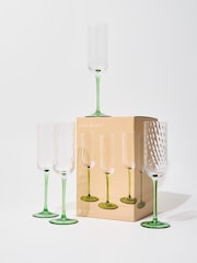 Oliver Bonas Set of 4 Green Alba Champagne Flutes - Image 2 of 6