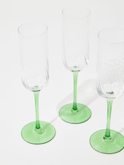 Oliver Bonas Set of 4 Green Alba Champagne Flutes - Image 3 of 6