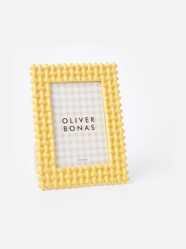 Oliver Bonas Yellow Marçà Butter Lattice Photo Frame 4x6 - Image 1 of 5