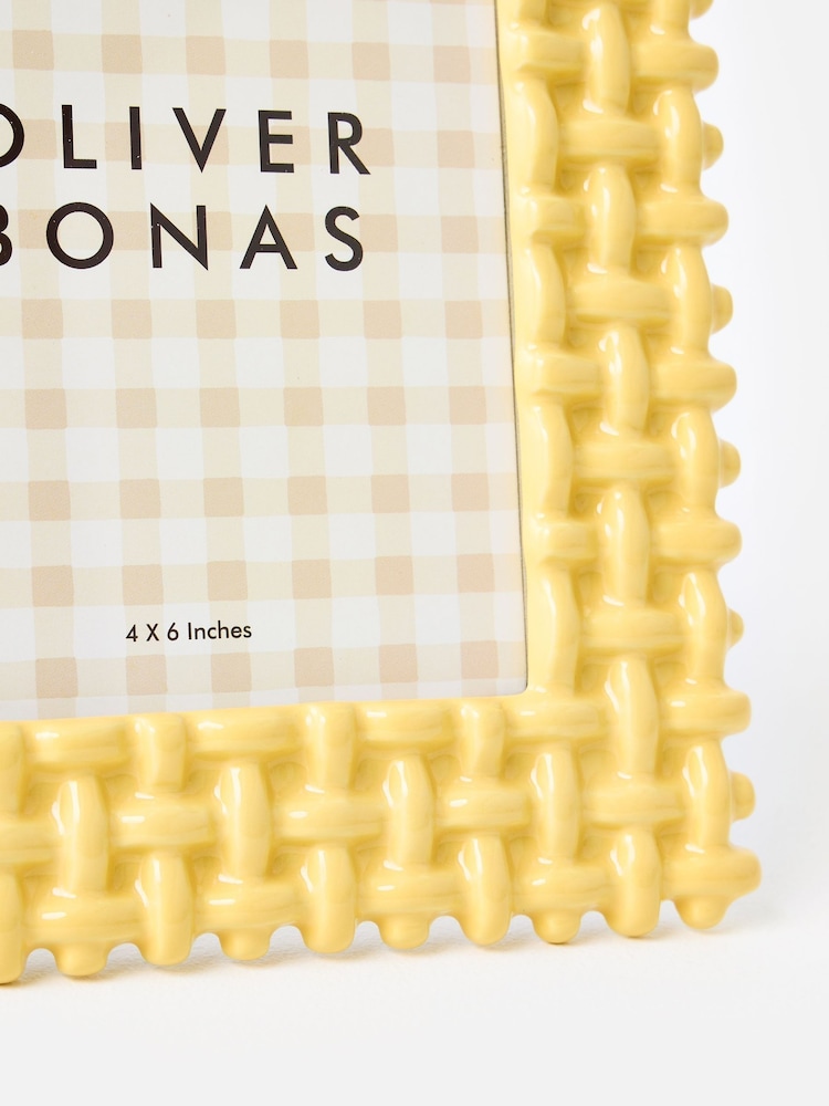 Oliver Bonas Yellow Marçà Butter Lattice Photo Frame 4x6 - Image 5 of 5