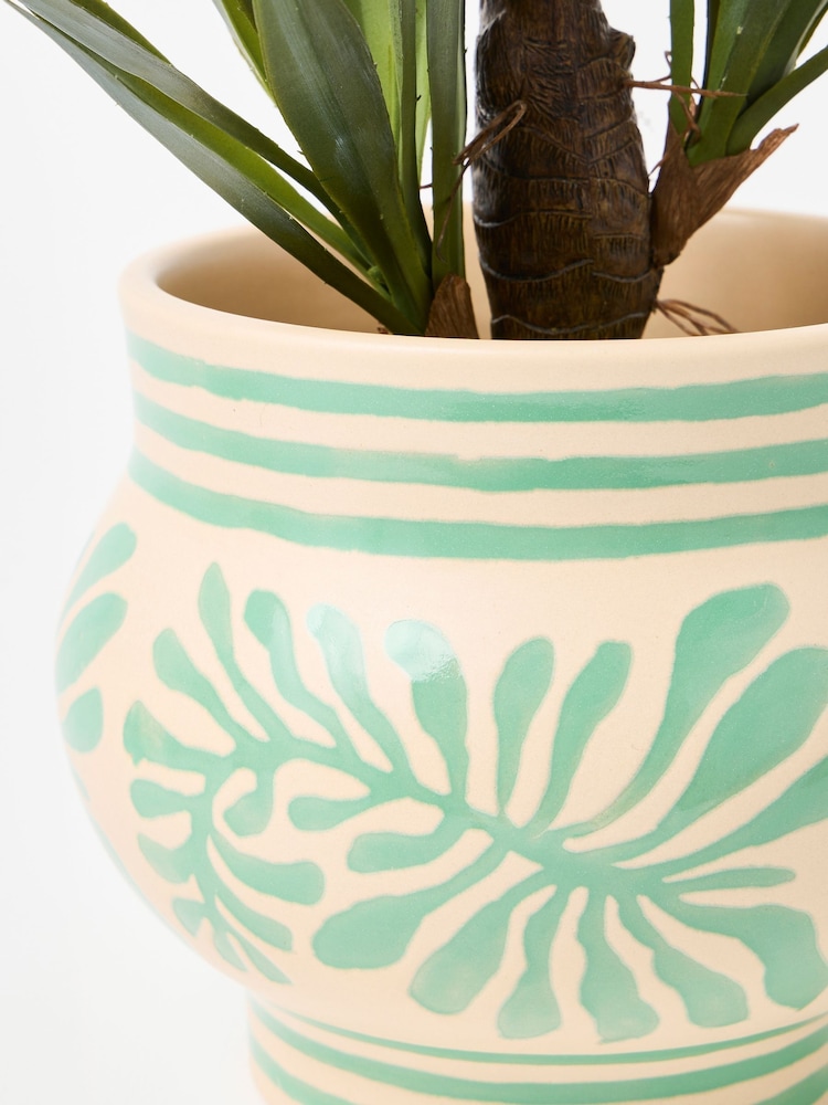 Oliver Bonas Green Leaf Green Ceramic Plant Pot - Image 2 of 4 Oliver Bonas Green Leaf Green Ceramic Plant Pot - Image 2 of 4
