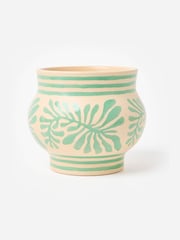 Oliver Bonas Green Leaf Green Ceramic Plant Pot - Image 3 of 4