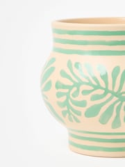 Oliver Bonas Green Leaf Green Ceramic Plant Pot - Image 4 of 4