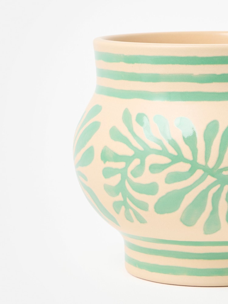 Oliver Bonas Green Leaf Green Ceramic Plant Pot - Image 4 of 4 Oliver Bonas Green Leaf Green Ceramic Plant Pot - Image 4 of 4