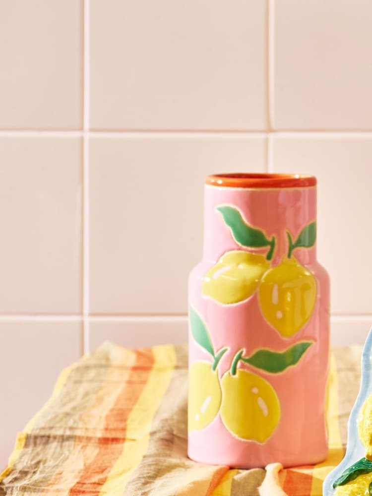 Oliver Bonas Pink Limon Ceramic Vase - Image 1 of 6