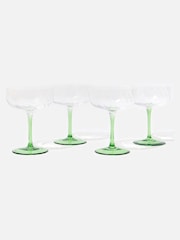 Oliver Bonas Set of 4 Green Alba Champagne Saucers - Image 1 of 5