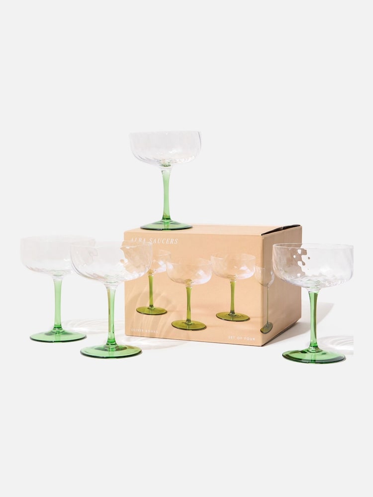Oliver Bonas Set of 4 Green Alba Champagne Saucers - Image 5 of 5