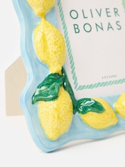Oliver Bonas Blue Lemon Yellow Ceramic Photo Frame 6x4 - Image 4 of 4
