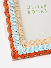 Oliver Bonas Red Burnt Orange & Blue Raffia Photo Frame 5x7 - Image 3 of 4