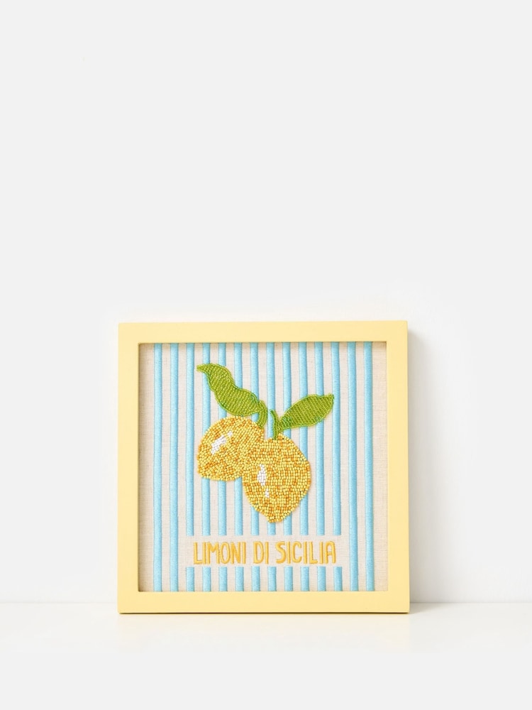 Oliver Bonas Blue & White Limoni Di Sicilia Beaded Wall Art - Image 1 of 4