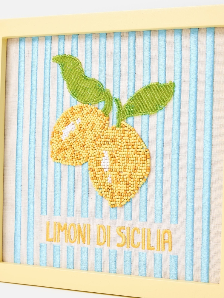 Oliver Bonas Blue & White Limoni Di Sicilia Beaded Wall Art - Image 4 of 4