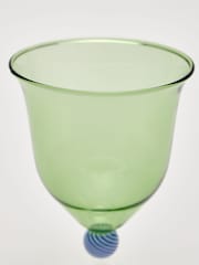 Oliver Bonas Set of 2 Green Olleta Swirl Wine Glasses - Image 3 of 6