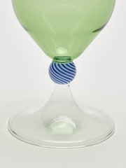 Oliver Bonas Set of 2 Green Olleta Swirl Wine Glasses - Image 4 of 6