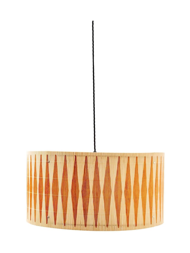 Oliver Bonas Yellow Ena Diamond Bamboo Pendant Lamp Shade - Image 4 of 4