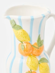 Oliver Bonas Blue Fruit Blue Striped Ceramic Jug - Image 4 of 5