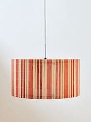 Oliver Bonas Red Ena Wide Orange Stripe Bamboo Pendant Lamp Shade - Image 2 of 4