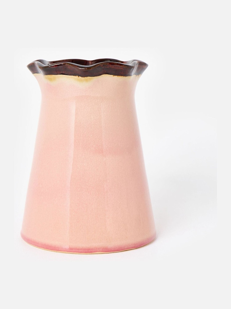 Oliver Bonas Pink Isla Pink Ceramic Ripple Vase - Image 1 of 5