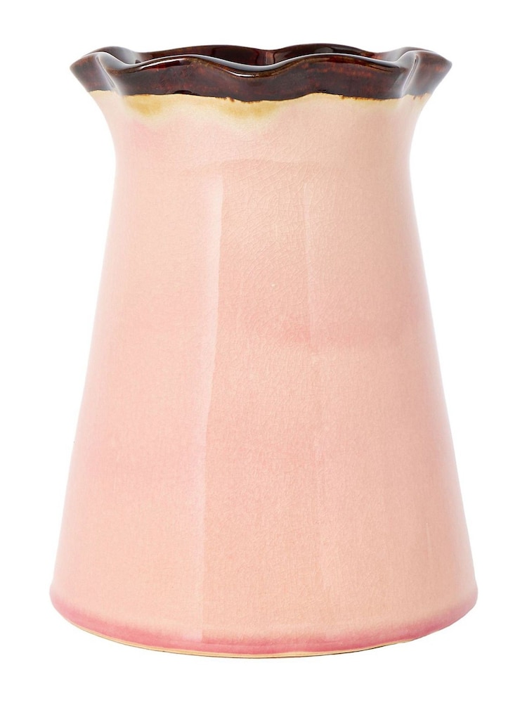Oliver Bonas Pink Isla Pink Ceramic Ripple Vase - Image 5 of 5