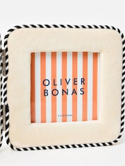 Oliver Bonas White Dulce Cream Velvet Double Photo Frame 4x4 - Image 4 of 4