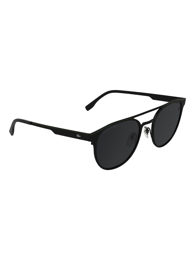 Lacoste Black Crocodile Logo With Metal Frame Sunglasses - Image 1 of 5