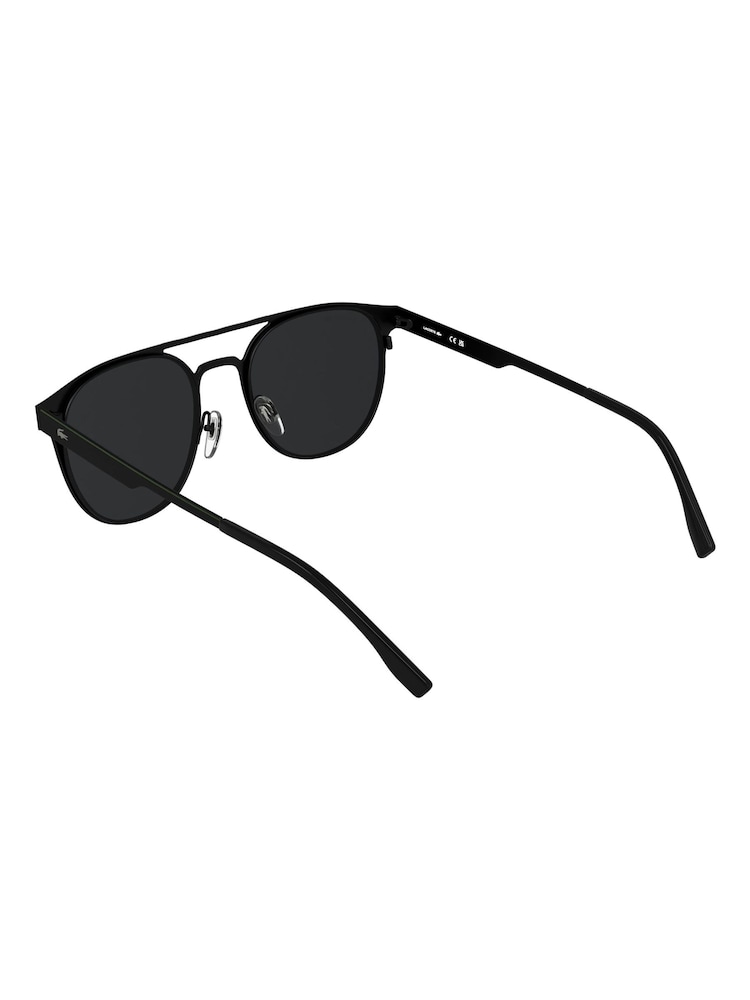 Lacoste Black Crocodile Logo With Metal Frame Sunglasses - Image 5 of 5