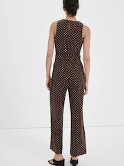 Mango Brown Sleeveless Belted Jumpsuit - Image 2 of 7