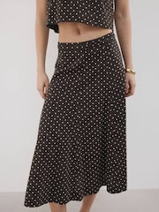 Mango Black Belted Linen Blend Midi Skirt - Image 1 of 7
